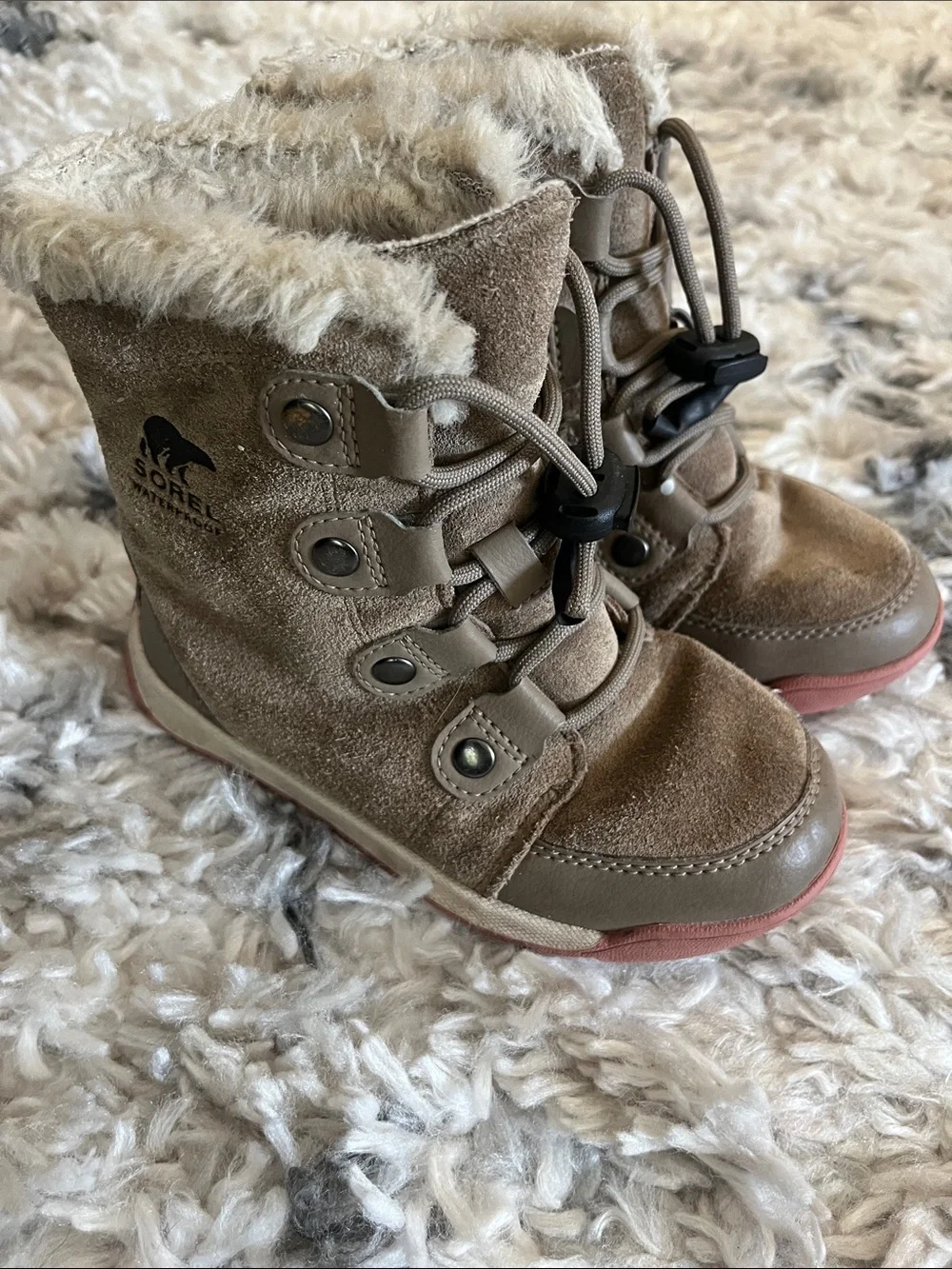 Sorel Kids Taupe Brown Faux-Fur Lined Winter Boot